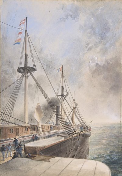 Utsikt bakover fra Paddle-boksen på bakbord på dekket av Great Eastern..., 1865-66. av Robert Charles Dudley