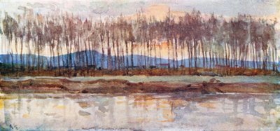 Arnos bredder i kveldsgløden (fargelitografi) av Robert Charles Goff