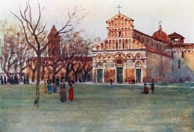 San Paolo a Ripa d#39;Arno-kirken, Pisa (fargelitografi) av Robert Charles Goff