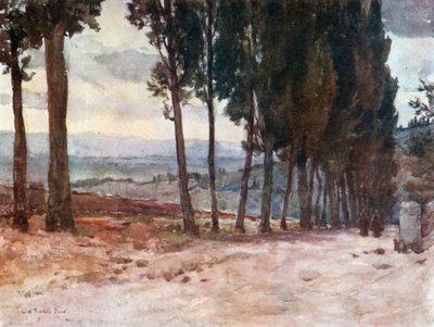 På den gamle veien til Fiesole (fargelitografi) av Robert Charles Goff