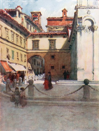 Piazza San Michele, Lucca (farge litho) av Robert Charles Goff