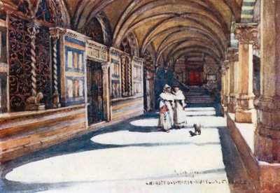 Det grønne klosteret i Santa Maria Novella (fargelitografi) av Robert Charles Goff