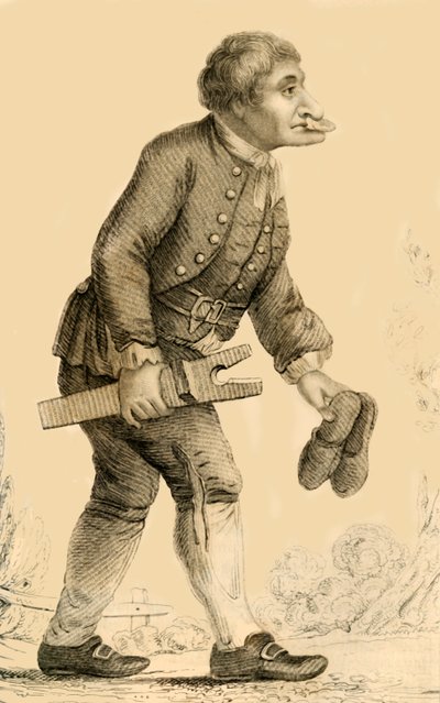 Old Boots, en velkjent karakter på Rippon i Yorkshire, 1821. av Robert Cooper