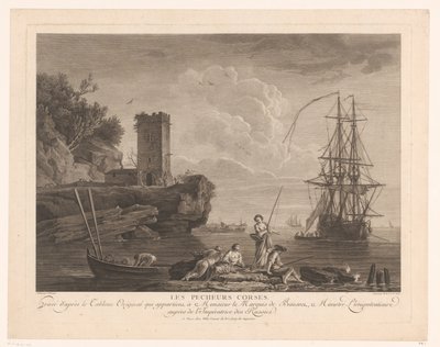 Havutsikt med fiskere Les pecheurs corses. av Robert Daudet (II) (attributed to)