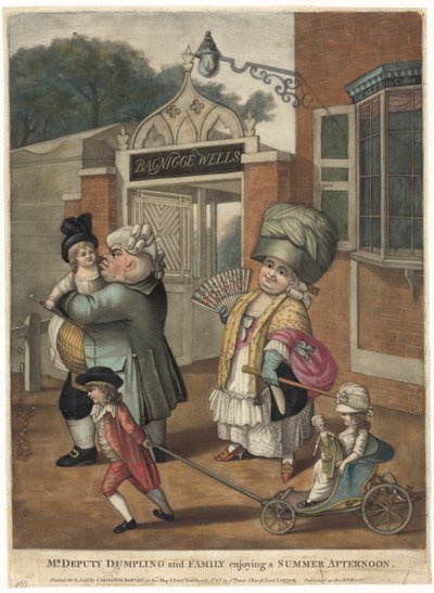 Bagnigge Wells. Herr nestleder Dumpling og familie nyter en sommerettermiddag. av Robert Dighton