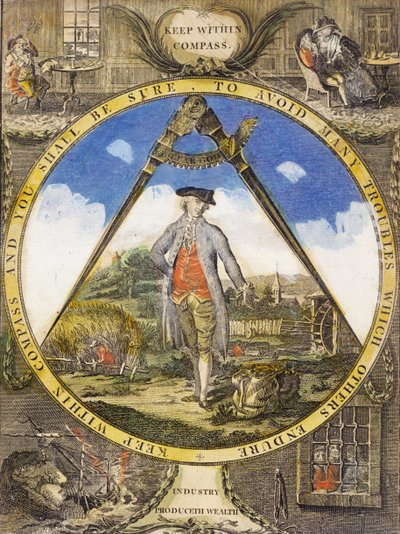 Hold deg innenfor kompasset c. 1784 (håndfarget etsing og gravering) av Robert Dighton