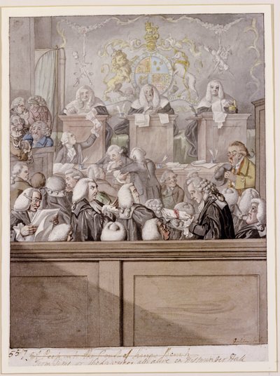 Term Time - eller advokatene alle i live i Westminster Hall (blyant og w/c på papir) av Robert Dighton