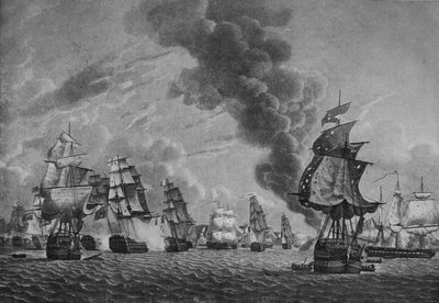 Bridport utenfor LOrient, c1796 av Robert Dodd