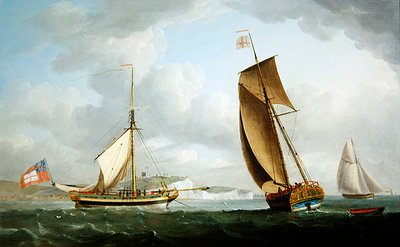 Trinity House Yacht i to posisjoner utenfor Dover av Robert Dodd