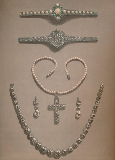 Halskjede, øredobber, armbånd Bryllupsgaver presentert til Alexandra av Danmark, 1863 av Robert Dudley