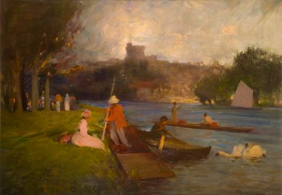 Themsen ved Windsor (olje om bord) av Robert Ernest McEune