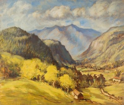Valley Landscape (olje om bord) av Robert Ernest McEune