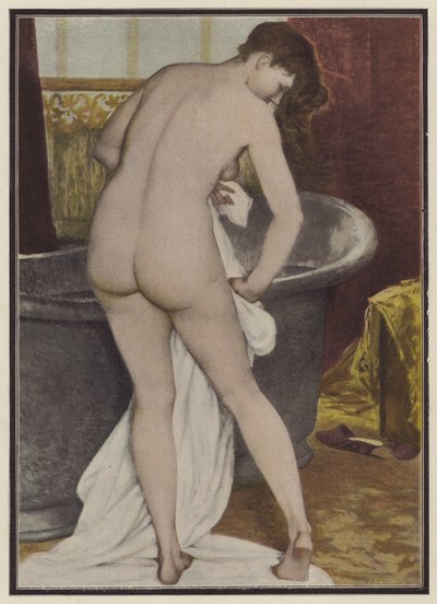 Kvinne bader (farge litho) av Robert Fleury