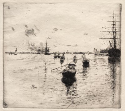 Lagune med dampskip og gondoler av Robert Frederick Blum
