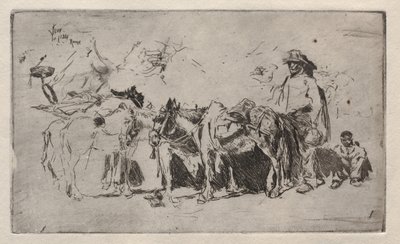Menn og esler, Roma, 1880. av Robert Frederick Blum