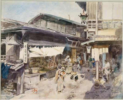 Gatescene i Ikao, Japan (akvarell) av Robert Frederick Blum