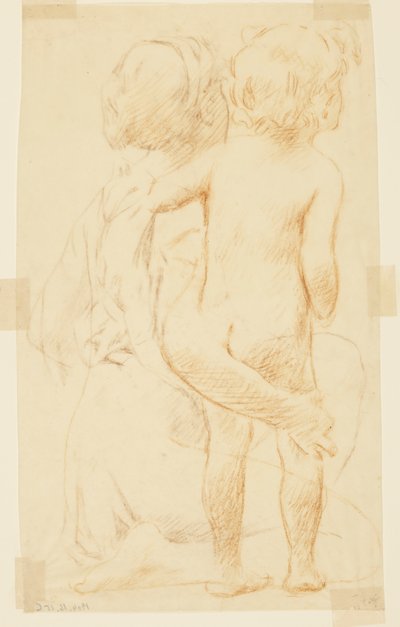 Studie for en sittende kvinne som holder et barn, «Vintage Festival», Mendelssohn Glee Club, New York, NY av Robert Frederick Blum