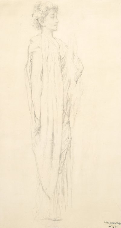 Studie av drapert kvinneskikkelse for veggmaleriet Moods to Music av Robert Frederick Blum