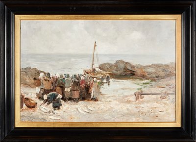 The Fishermen Return (olje på lerret) av Robert Gemmell Hutchison