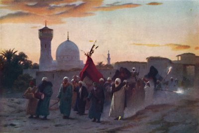 En bryllupsprosesjon ved Menzala: The Home-Coming of the Bride, c1880, 1904 av Robert George Talbot Kelly