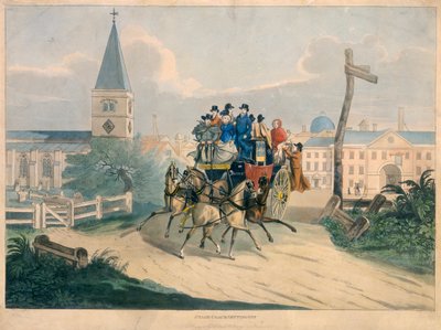 'Stage Coach Setting Off', tidlig på 1800-tallet av Robert Havell