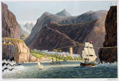 The Roads, St Helena, 1815 av Robert Havell
