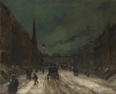 Gatescene med snø (57th Street, NYC.) av Robert Henri
