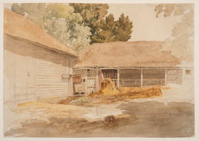 Study of a Barn, ca. 1820-29 (grafitt, akvarell) av Robert Hills