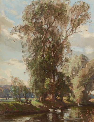 On the Knows Mill Lade, Prestonkirk (olje på lerret) av Robert Hope