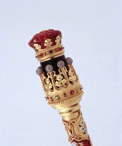 Earl Marshals stafettpinnen presentert for den femtende hertugen av Norfolk ved hans første ekteskap av College of Arms, 1877 (gull) (se også 279117) (detaljer) av Robert, II Garrard