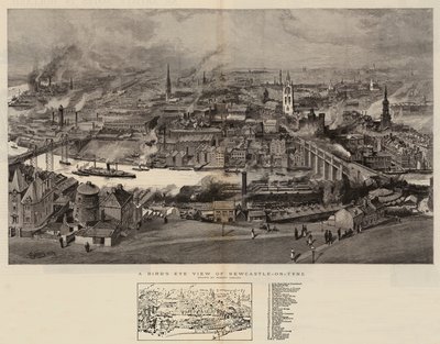 Et fugleperspektiv av Newcastle-on-Tyne av Robert Jobling