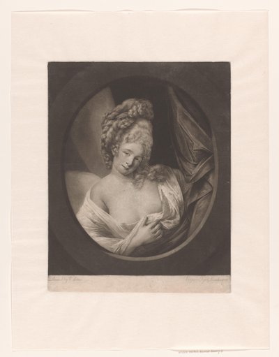 Portrett av en kvinne med en delvis dekket kløft i et boudoir, muligens Catherine Bampfylde av Robert John Dunkarton