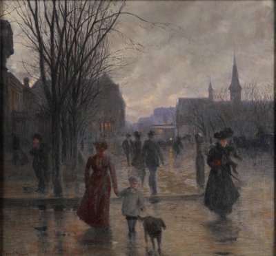 Regnfull kveld på Hennepin Avenue, ca. 1902 av Robert Koehler