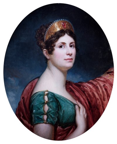 A Lady In Court Costume, Said To Be The Empress Josephine, tidlig c19th (olje på lerret) av Robert Lefevre