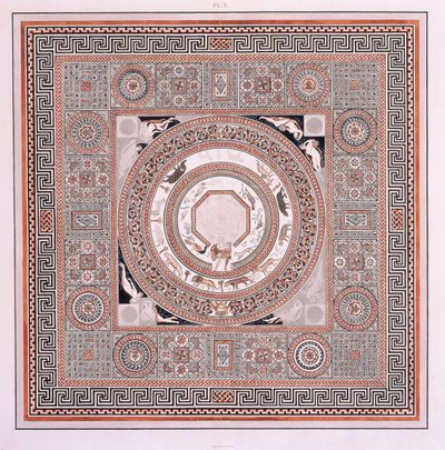 The Great Pavement: the Orpheus Mosaic' ved Woodchester Roman Villa av Robert and Lysons Samuel (after) Smirke