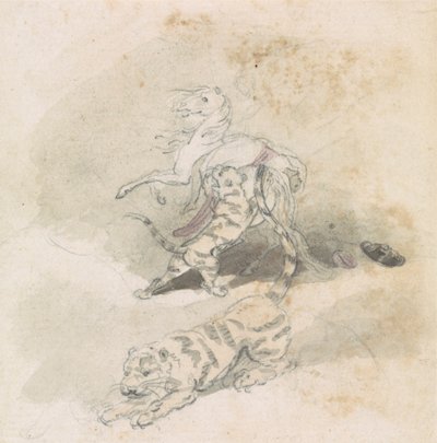 En tiger som angriper en hest av Robert Mabon