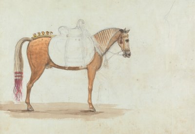 Uferdig skisse av en forseggjort besatt hest av Robert Mabon