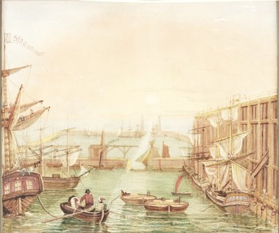 Seaham Harbor (akvarell, kroppsfarge, blyant og blekk på papir) av Robert Mackreth