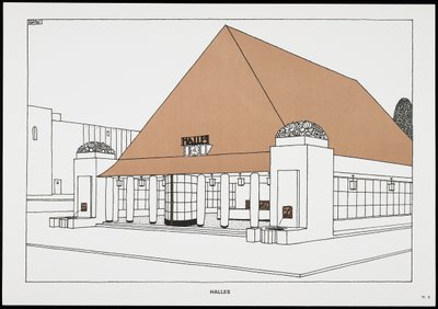 Halles, fra Une Cite Moderne, Tegninger av Rob Mallet-Stevens Architecte, 1987 (publisert) av Robert Mallet Stevens