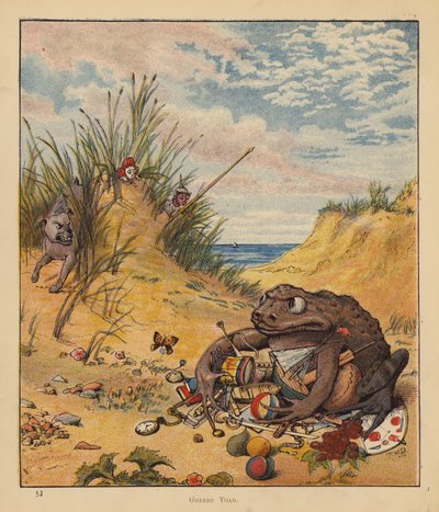 The Kitten Pilgrims: Greedy Toad (farge litho) av Robert Michael Ballantyne