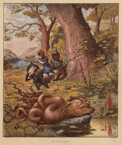 The Kitten Pilgrims: The Worm Sloth (farge litho) av Robert Michael Ballantyne