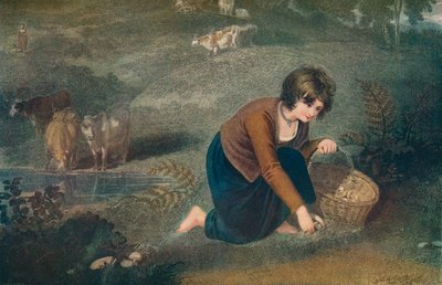 En jente som samler sopp, 1800, 1917 av Robert Mitchell Meadows