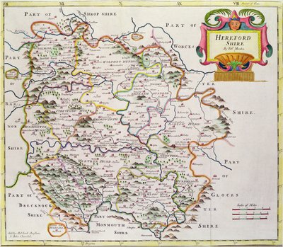 Kart over Herefordshire, 1695 av Robert Morden