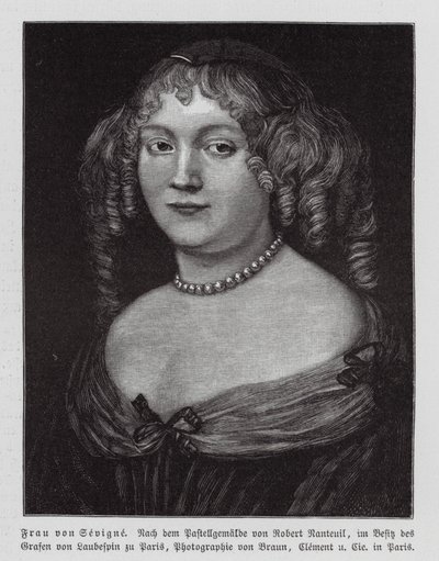 Madame de Sevigne , fransk forfatter (gravering) av Robert Nanteuil