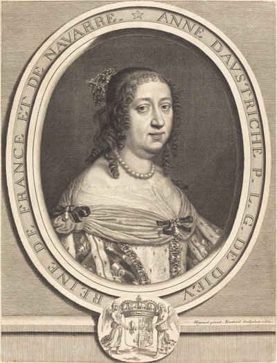 Anne av Østerrike, dronning av Frankrike og Navarra av Robert Nanteuil after Pierre Mignard I