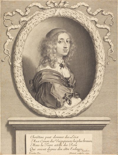 Christina, dronning av Sverige av Robert Nanteuil after Sébastien Bourdon