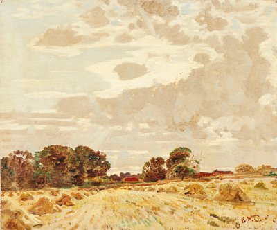 Harvest At the Knowes, East Linton (olje på lerret) av Robert Noble