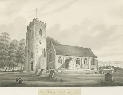 Kinver kirke: sepia tegning av Robert Noyes