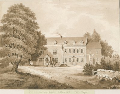Stourton - "Stew Poney Inn nær Kinver": sepia vasketegning, 1828 av Robert Noyes