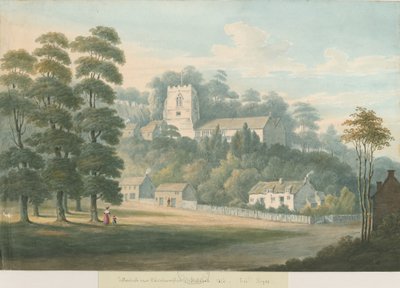 Tettenhall Church and Village: vannfargemaleri, 1826 av Robert Noyes